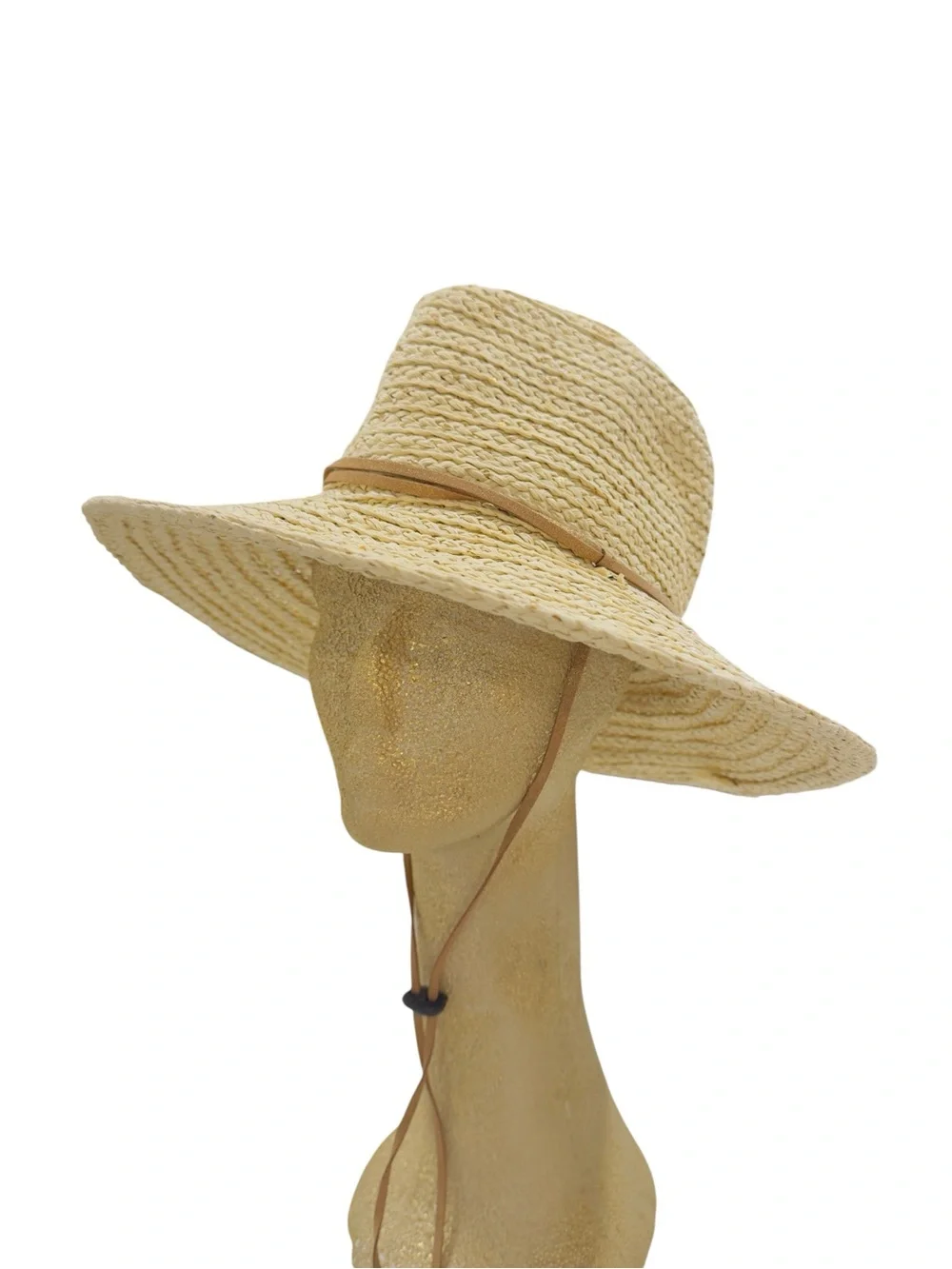 Cappelli Straworld Wide Brim Straw Sun Hat Beige One Size Adjustable Chin Strap
